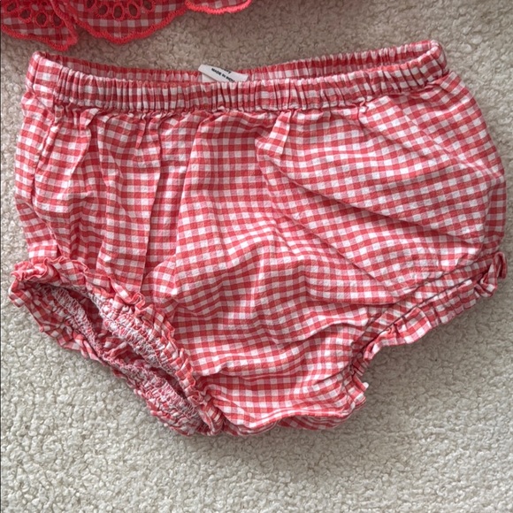 Baby Gap Girls Poplin Eyelet-Hem Gingham Pink Baby Dress Set - size 3-6M - Picture 5 of 6